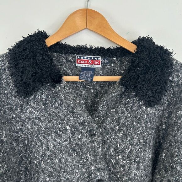 Vintage Mac & Jac Grey and Black Tweed Mohair Cardigan - Picture 7 of 8